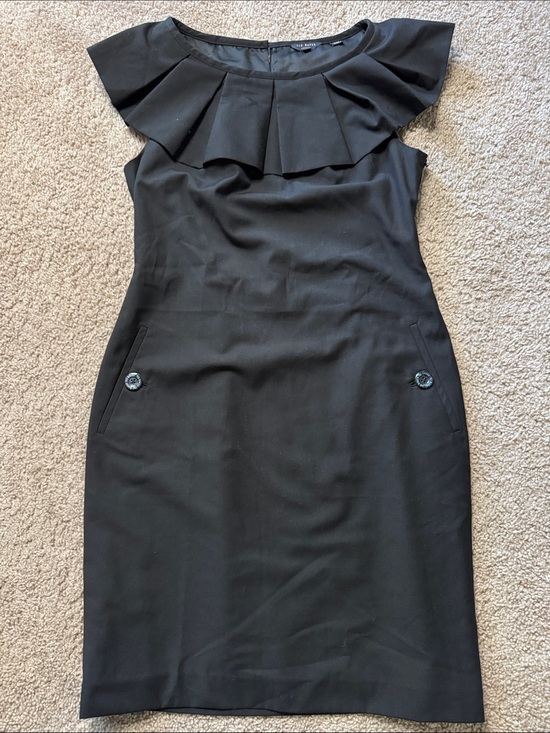 Ted Baker Dresses & Skirts - Ted Baker Black Ruffle-Neck Midi Dress